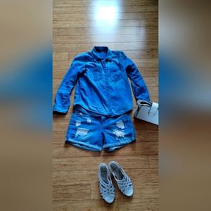 Vintage Express Y2K Denim Long Sleeve Shirt